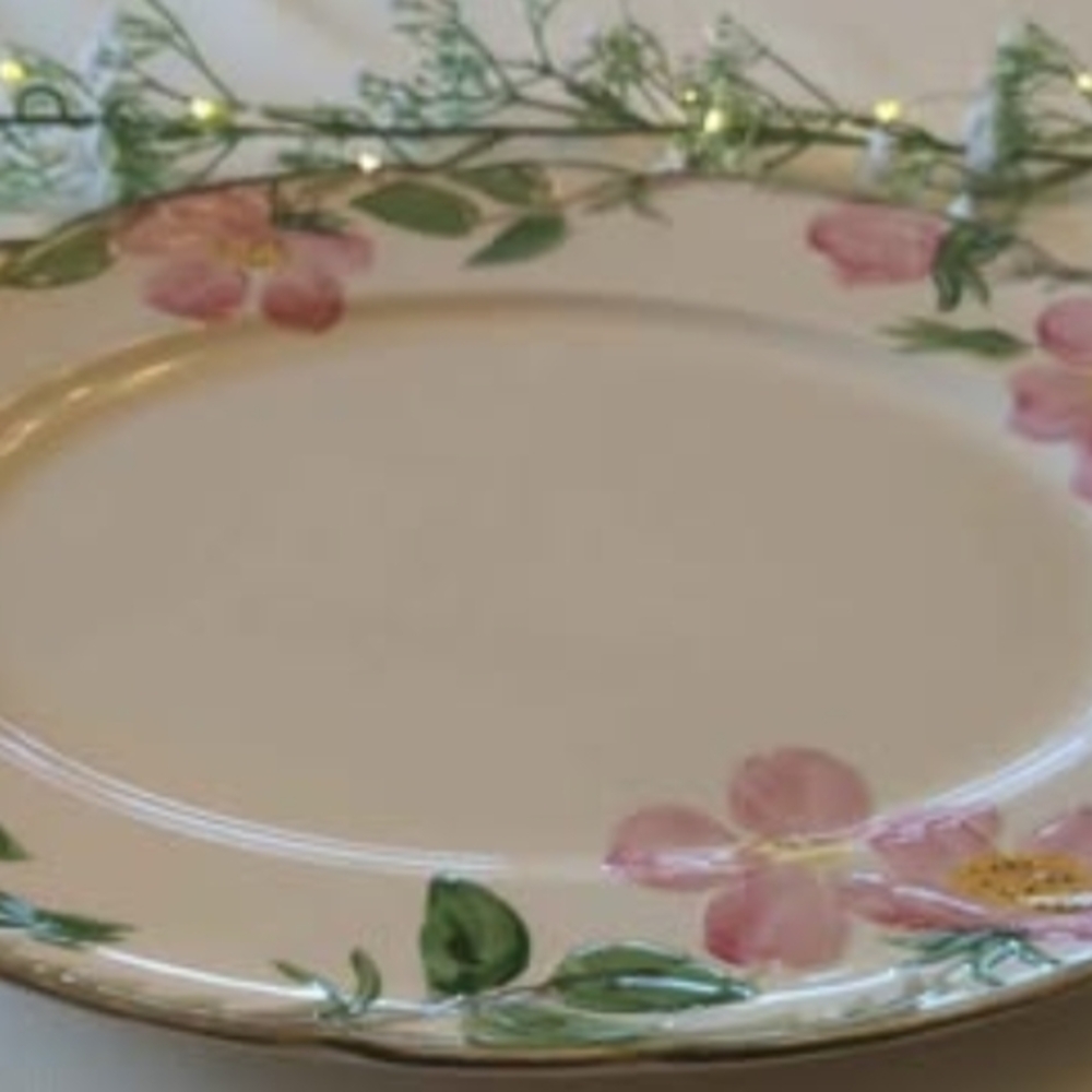 Franciscanware "Desert Rose" Pink and Green Floral Dinnerware Platter  13 Inch.